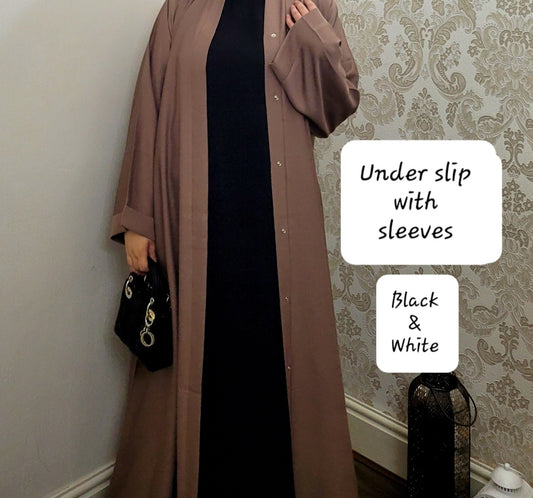 Plain inner slip with sleeves - Black