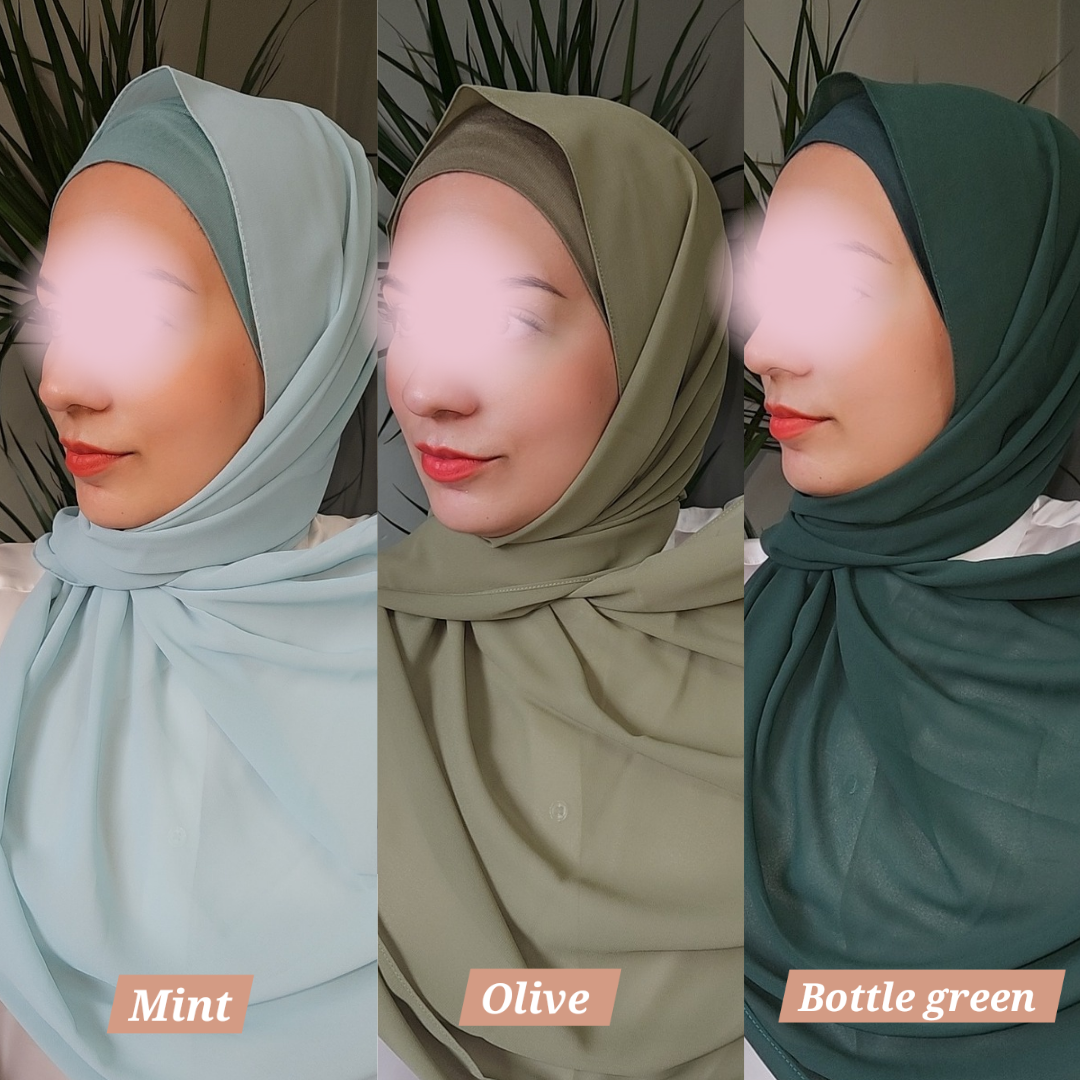 Matching Chiffon Hijab & Cap sets