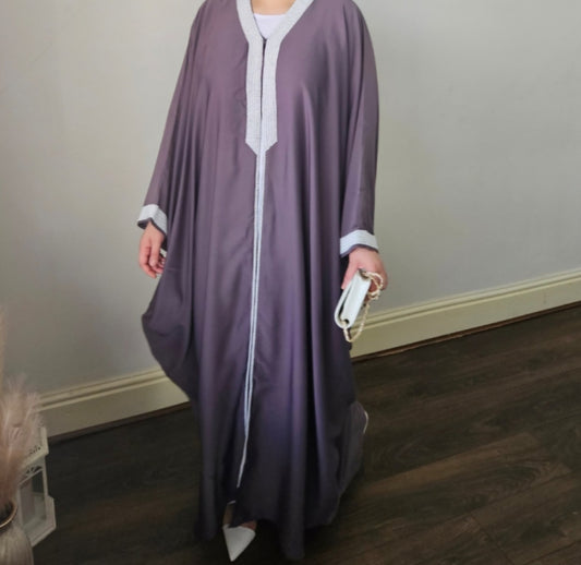 Mauve Pearl Butterfly Abaya