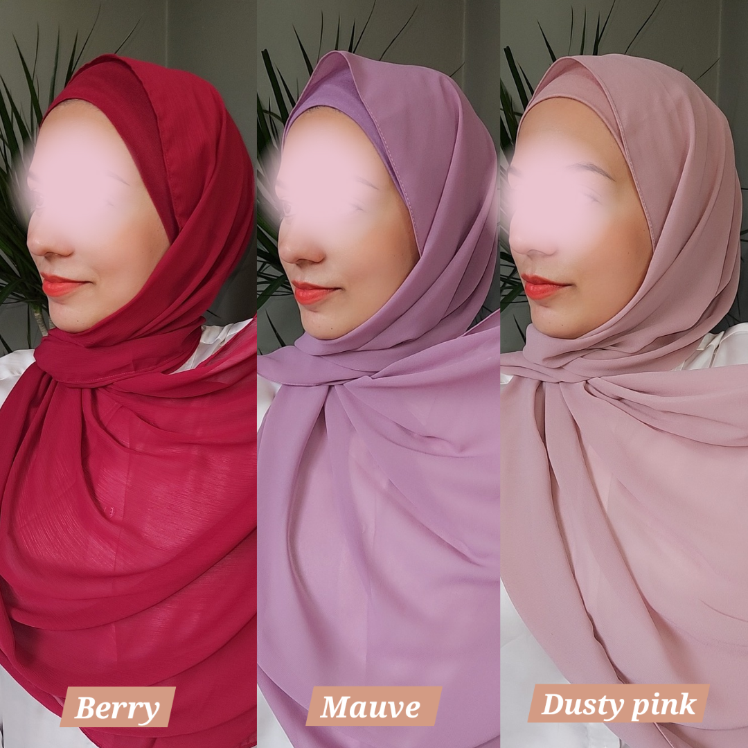 Matching Chiffon Hijab & Cap sets