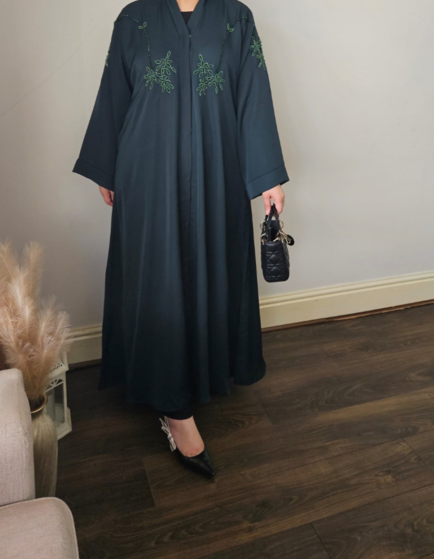 Green handwork abaya