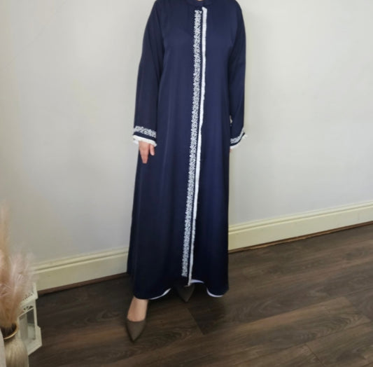 Abaya blue handwork