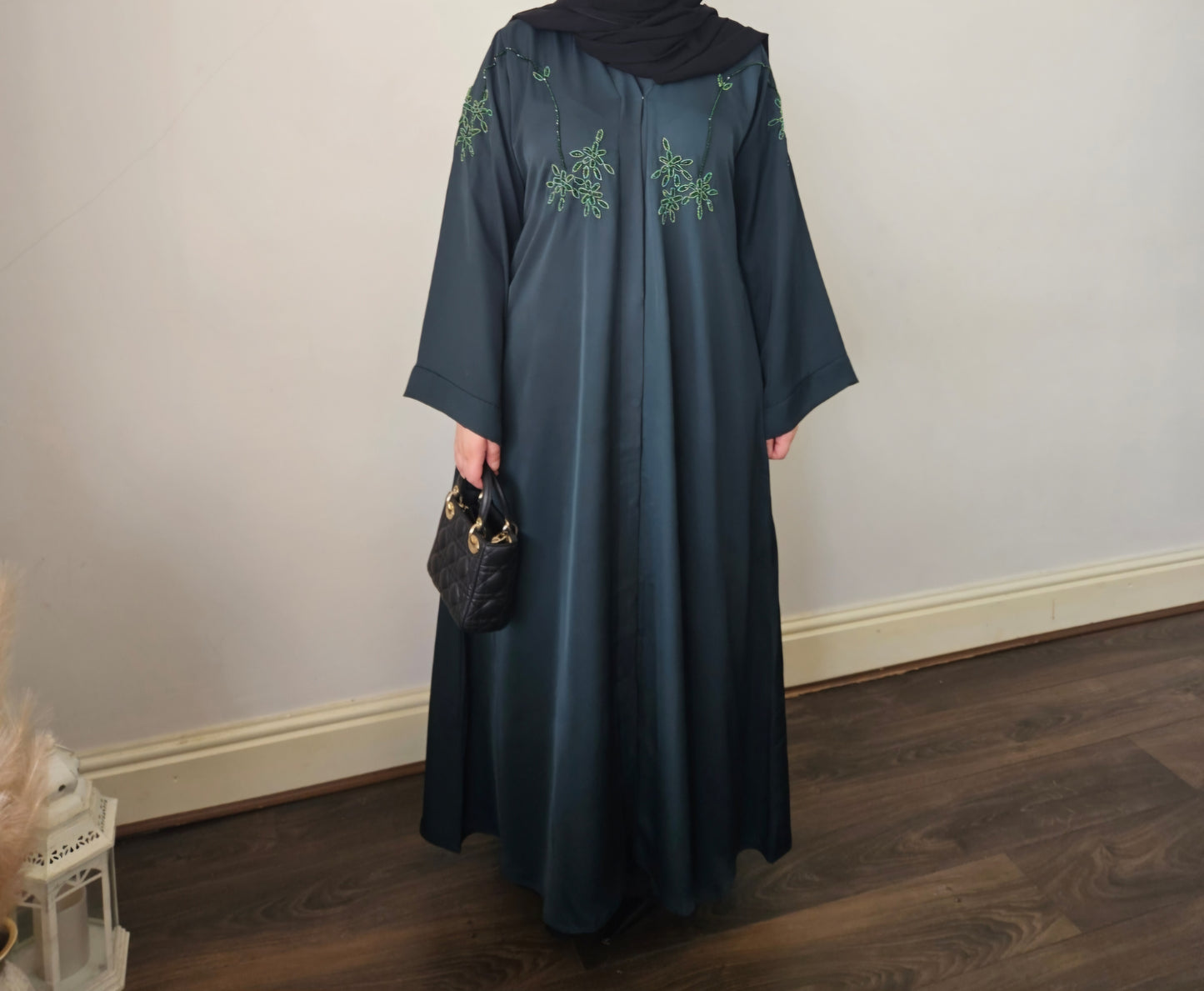 Green handwork abaya